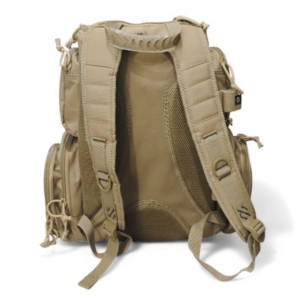 Rugged Tan Backpack With Embroidered Patch - image 2